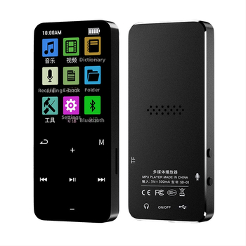 Bluetooth MP4 hudobný prehrávač s dotykovým displejom, bezstratový zvuk, zabudovaný záznamník a reproduktory.