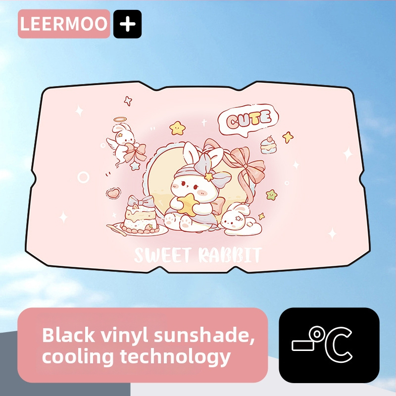 Slnečník do auta na predné sklo s teleskopickou inštaláciou, univerzálna kompatibilita, medvedí vzor v kreslenom štýle, tlač loga možná