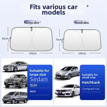 Slnečná clona pre predné sklo auta – titanová tkanina, zapínanie na klip, univerzálny model, jednoduchý štýl, geometrický vzor