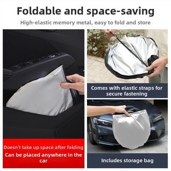 Slnečná clona pre predné sklo auta – titanová tkanina, zapínanie na klip, univerzálny model, jednoduchý štýl, geometrický vzor