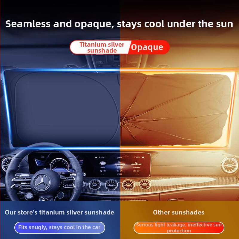 Slnečná clona pre predné sklo auta – titanová tkanina, zapínanie na klip, univerzálny model, jednoduchý štýl, geometrický vzor