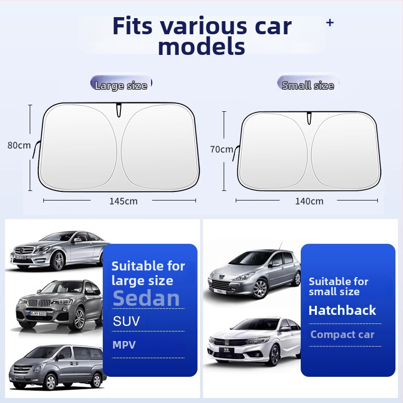 Slnečná clona pre predné sklo auta – titanová tkanina, zapínanie na klip, univerzálny model, jednoduchý štýl, geometrický vzor