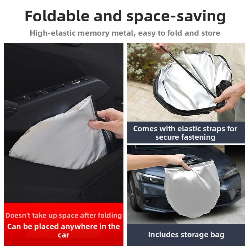 Slnečná clona pre predné sklo auta – titanová tkanina, zapínanie na klip, univerzálny model, jednoduchý štýl, geometrický vzor