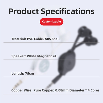 In-ear QT-01 kihúzható kábeles vezetékes fejhallgató, Android-kompatibilis (80 cm kábel, 58 dB érzékenység)