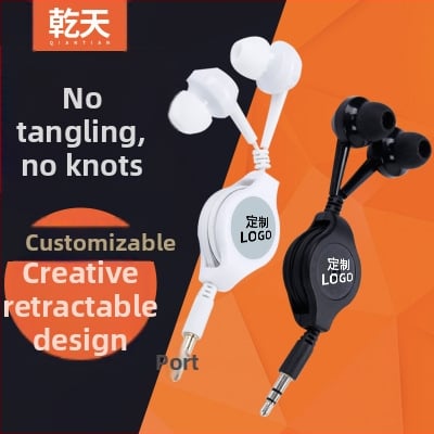 In-ear QT-01 kihúzható kábeles vezetékes fejhallgató, Android-kompatibilis (80 cm kábel, 58 dB érzékenység)