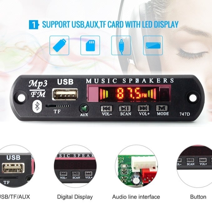 CXC M515 MP3 dekodér pre automobilový zvukový systém s FM rádiom, diaľkovým ovládaním a čítačkou kariet • Model: M515 • Značka: CXC