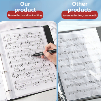 A4 partitúrny priečinok pre klavír so sponkami, drevená konštrukcia, úložný album na noty