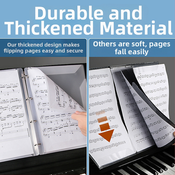 A4 partitúrny priečinok pre klavír so sponkami, drevená konštrukcia, úložný album na noty