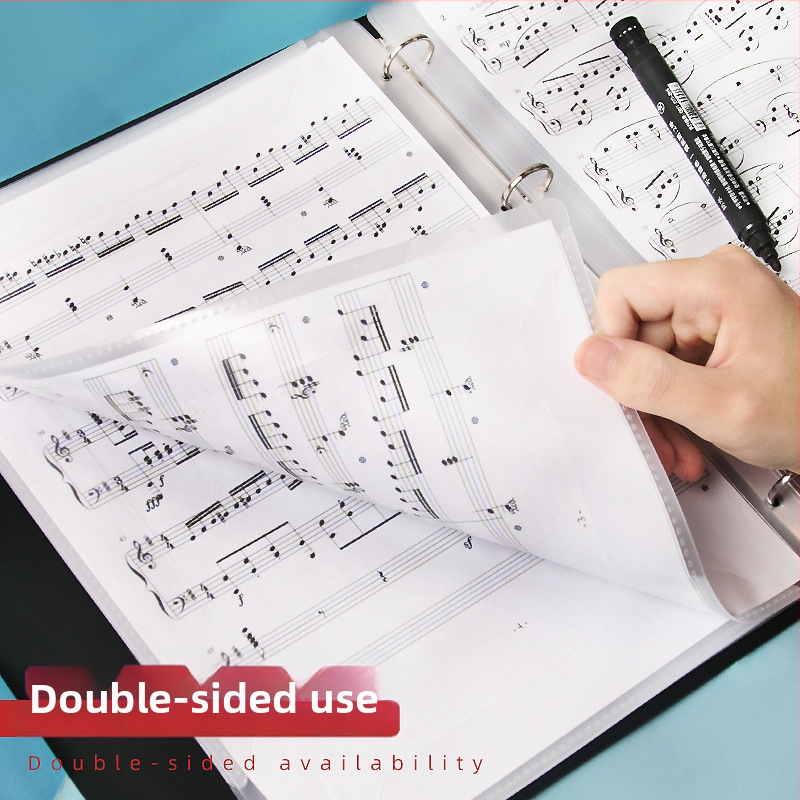 A4 partitúrny priečinok pre klavír so sponkami, drevená konštrukcia, úložný album na noty