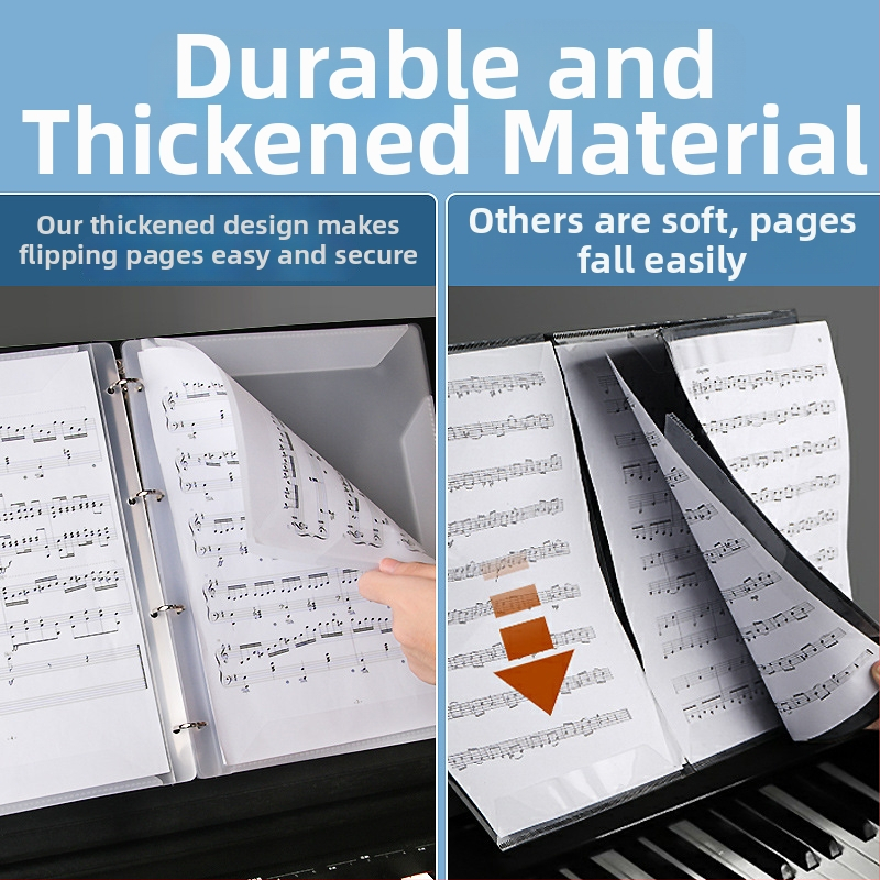 A4 partitúrny priečinok pre klavír so sponkami, drevená konštrukcia, úložný album na noty