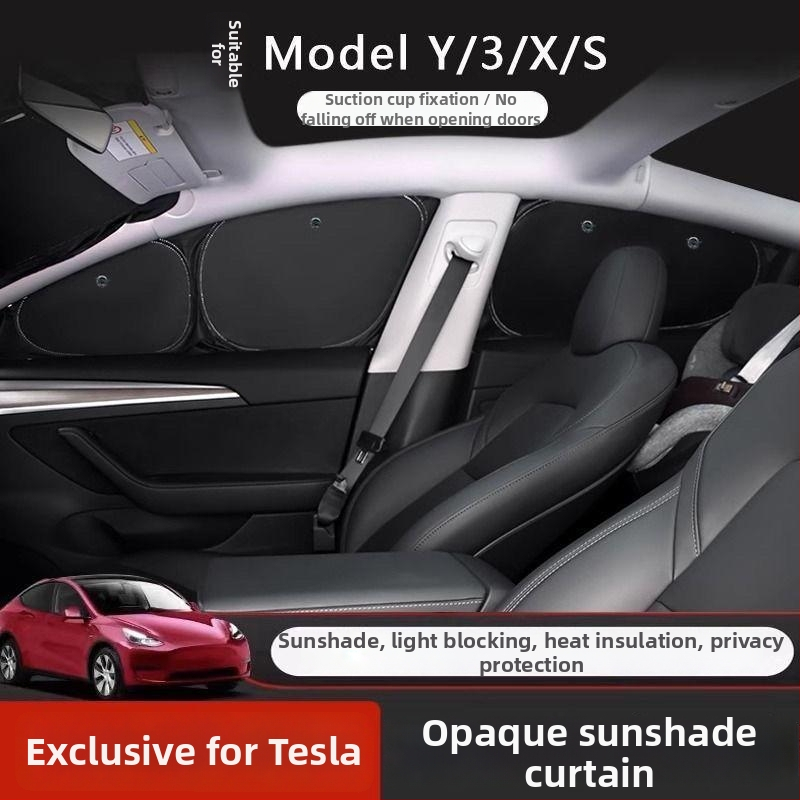 Cortina proti slnku pre bočné okná Tesla Model Y, Oxford látka, zavesenie, súkromie a ochrana proti slnku