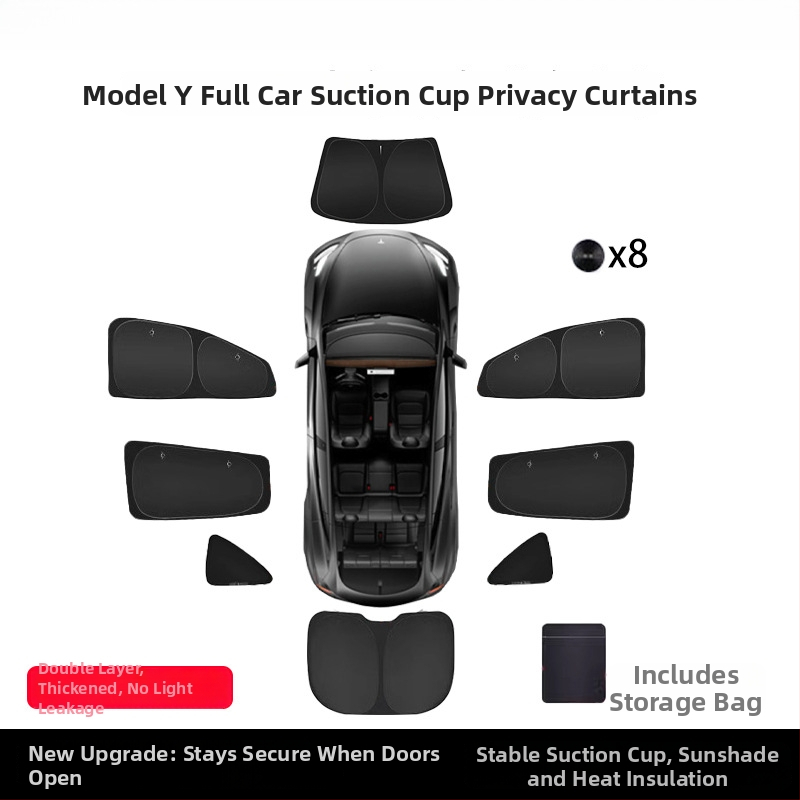 Tesla Model Y šoninių langų saulės užuolaida, Oxford audinys, kabinamas tipas, privatumas ir saulės apsauga