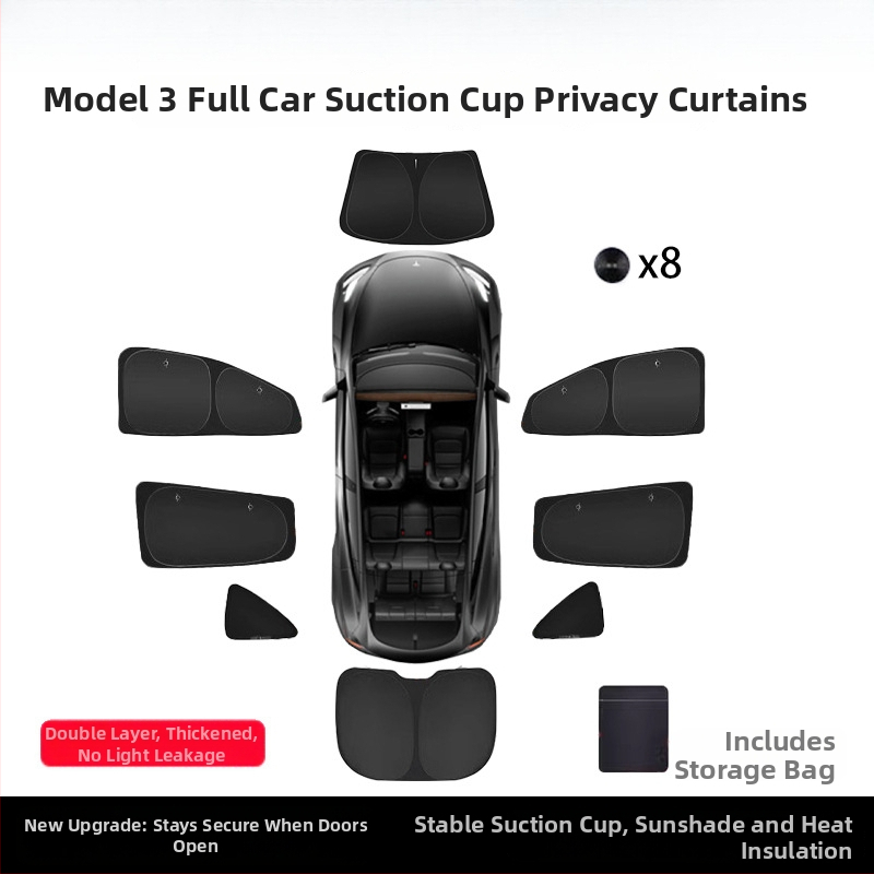 Tesla Model Y šoninių langų saulės užuolaida, Oxford audinys, kabinamas tipas, privatumas ir saulės apsauga