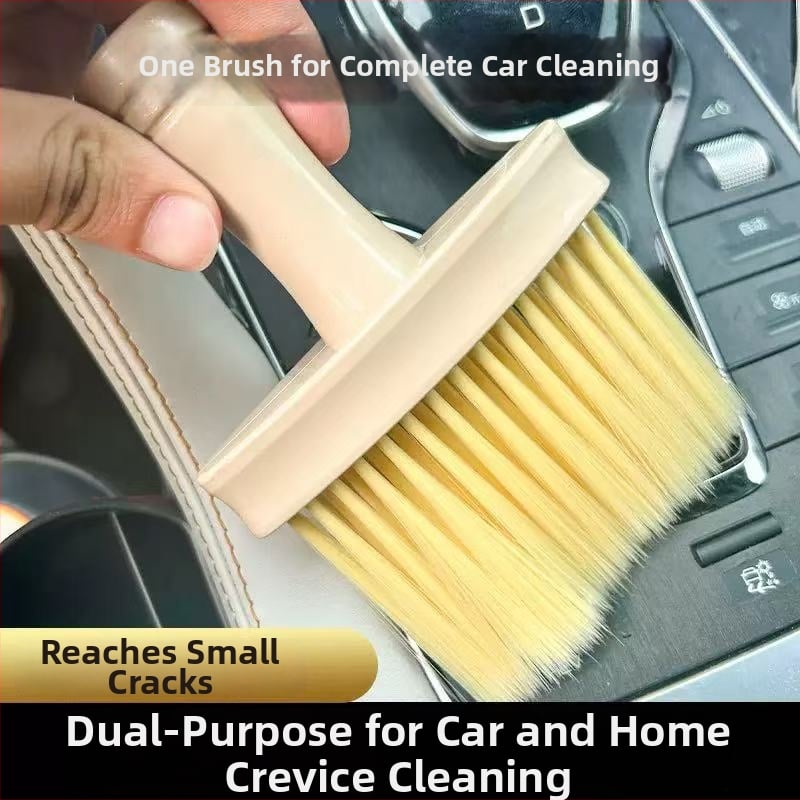 Rankinė valymo šepetėlis su rankena — plastmasinis, minkštos šerelės, skirtas automobilių interjerui ir klavišų tarpus