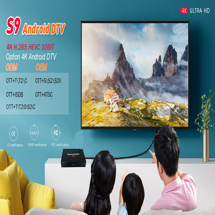 OTT sieťová set-top box s DVB-T2/S2/C/ISDB/ATSC, Android, štvorjadrový procesor, 1 GB RAM, 1,5 TB úložisko, 1080p