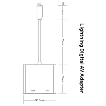 bkscy MD1 Lightning–HDMI adapter Apple iPad/iPhone‑hoz – HDMI kimenet, importált chip, 20 cm-es kábel, adatátviteli sebesség 100