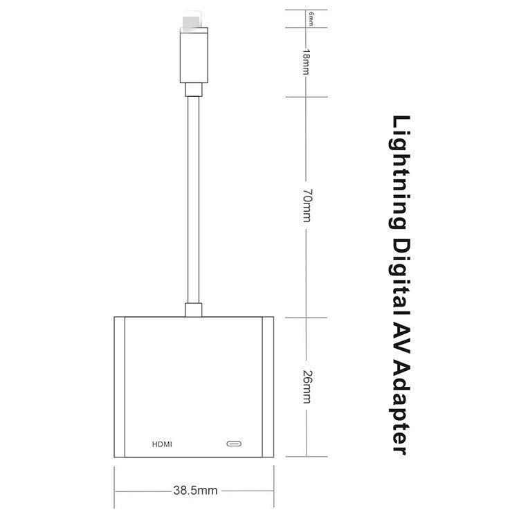 bkscy MD1 Lightning–HDMI adapter Apple iPad/iPhone‑hoz – HDMI kimenet, importált chip, 20 cm-es kábel, adatátviteli sebesség 100