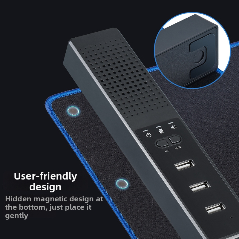 USB mikrofons ar hubu paplašinātāju, vienu līdz trim mikrofona ieejām, 2.1 kanālu skaņa, MP3 atskaņošana, TF karte atbalsts, 110V ievade