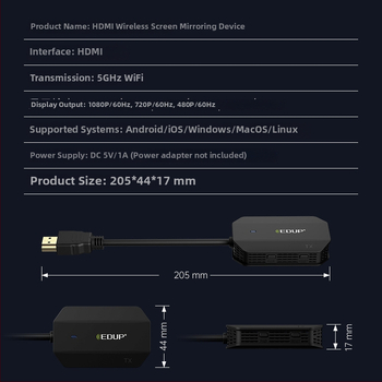 EDUP WD9905 Bezdrôtový HDMI predĺženie – 1080p Bezdrôtové zobrazenie cez HDMI, HD zvuk