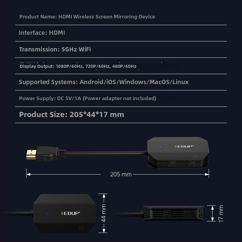 EDUP WD9905 Bezdrôtový HDMI predĺženie – 1080p Bezdrôtové zobrazenie cez HDMI, HD zvuk