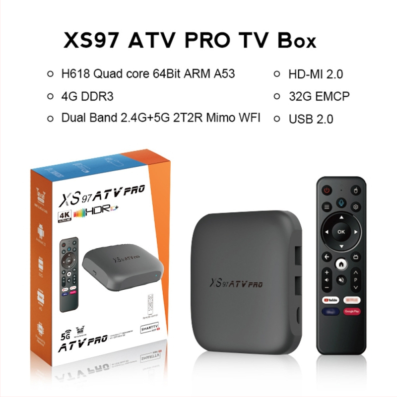 Android TV Box XS97ATV PRO, procesor A53, 4GB RAM, 32GB úložisko, 6K výstup, HDMI rozhranie