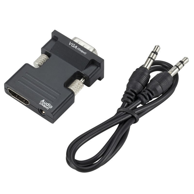 Convertor HDMI către VGA — adaptor HDMI femelă la VGA bărbat, cablu cu nucleu de cupru 5 cm, viteză de transfer 5 Gbps