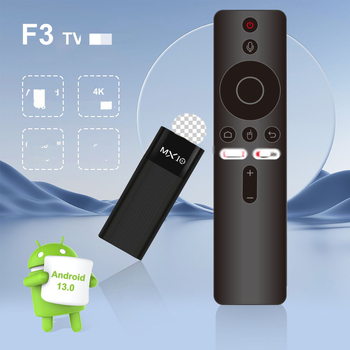 MX10-F3 TV Box мрежов плеър – модел F3, OEM обработка, тегло 185 г, включва дистанционно управление, ръководство за употреба и захранващ кабел.