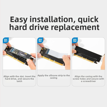 PCIe x16 na M.2 NVMe adaptér - Model X0094, PCIe 3.0/4.0 protokol, 6400 MB/s prenos