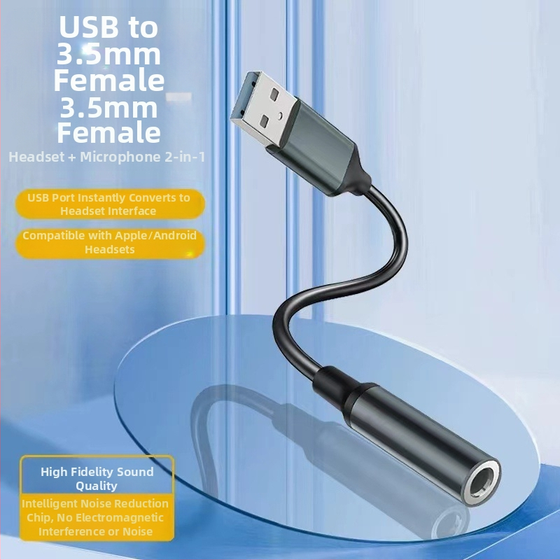 USB na 3,5 mm audio výstupný adaptér kábel so čipom Zhongke Lanxun, meďné jadro