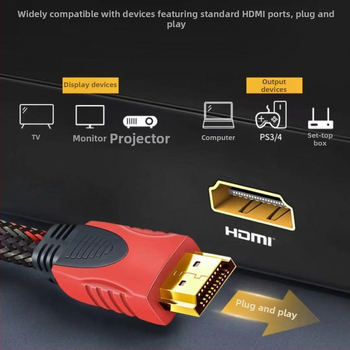 HDMI кабел HDMI 1.4, златно покритие, медно-обкован стоманен проводник, HDMI към HDMI, за компютърни периферни устройства