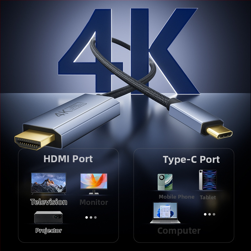 Kábel Type-C na HDMI s napájaním PD, podpora 4K/60Hz a 2K/120Hz, čip CS5366