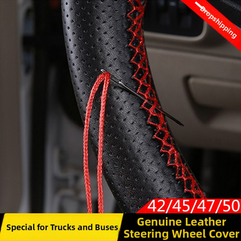 Ručne šitý návlek na volant, univerzálny model, všetky ročné obdobia, z pravej kože, pre nákladné autá a autobusy