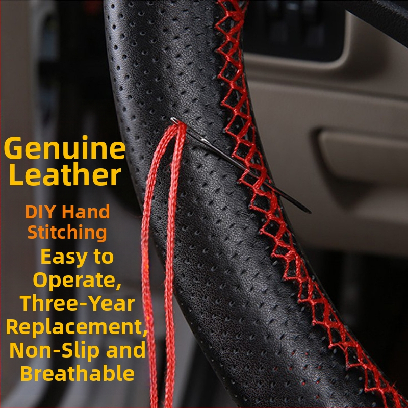 Ručne šitý návlek na volant, univerzálny model, všetky ročné obdobia, z pravej kože, pre nákladné autá a autobusy
