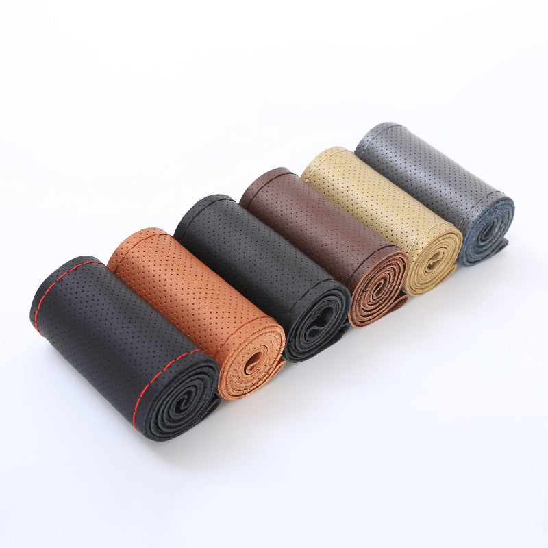 Ručne šitý návlek na volant, univerzálny model, všetky ročné obdobia, z pravej kože, pre nákladné autá a autobusy