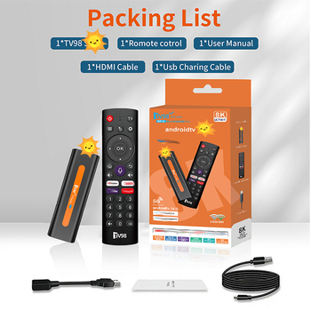 Tv98 ATV H618 TV Box 4K Android 14 ar Bluetooth, Dual 5G Wi‑Fi, HDMI