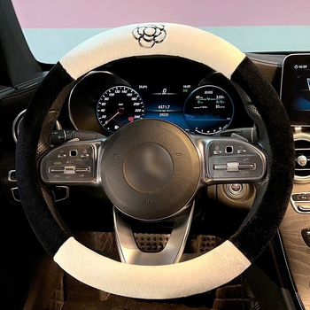 Camellia zimný návlek na volant, univerzálna uchytenie, krátky plyš, teplý, protišmykový povrch