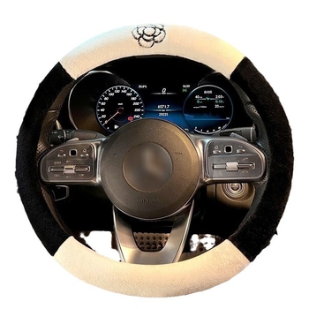 Camellia zimný návlek na volant, univerzálna uchytenie, krátky plyš, teplý, protišmykový povrch