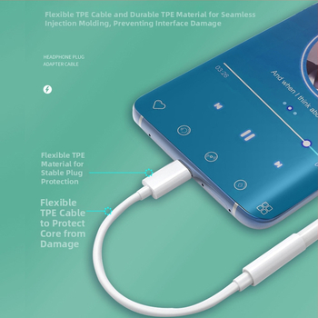 Kábel adaptér Type-C na 3,5 mm audio, s jedným konektorom, dĺžka 1 m