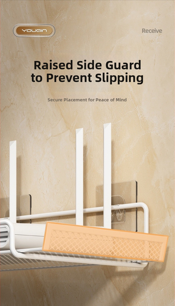 Polička na router – nástenná, železná, snap-on montáž, 1 vrstva, pre skladovanie v obývacej izbe