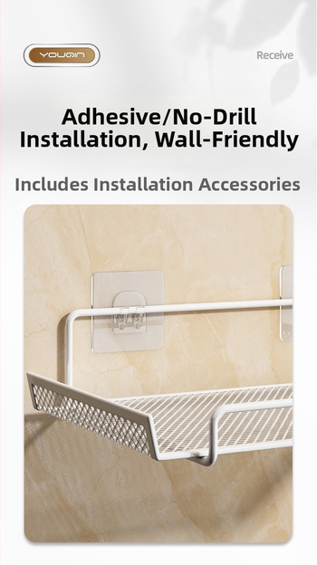 Polička na router – nástenná, železná, snap-on montáž, 1 vrstva, pre skladovanie v obývacej izbe