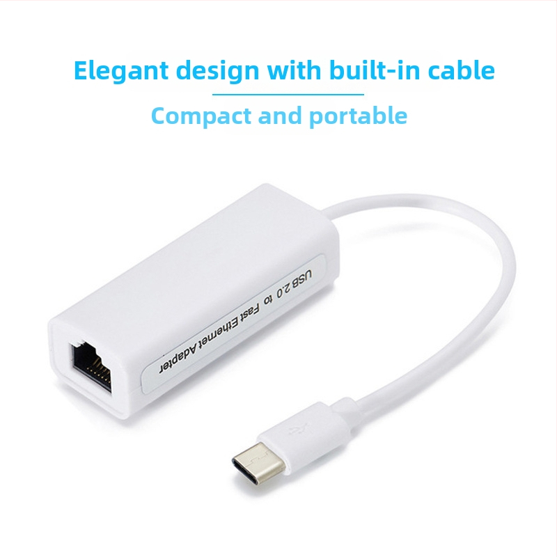 Type-C na RJ45 Ethernet adaptér, 100 Mbps, importovaný čip, MD1, dĺžka 0.15 m