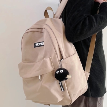 Unisex nylonový školský batoh — priedušný, ultraľahký, proti krádeži; popruhy s nafukovacím vankúšom; jednofarebný vzor, polyesterová podšívka