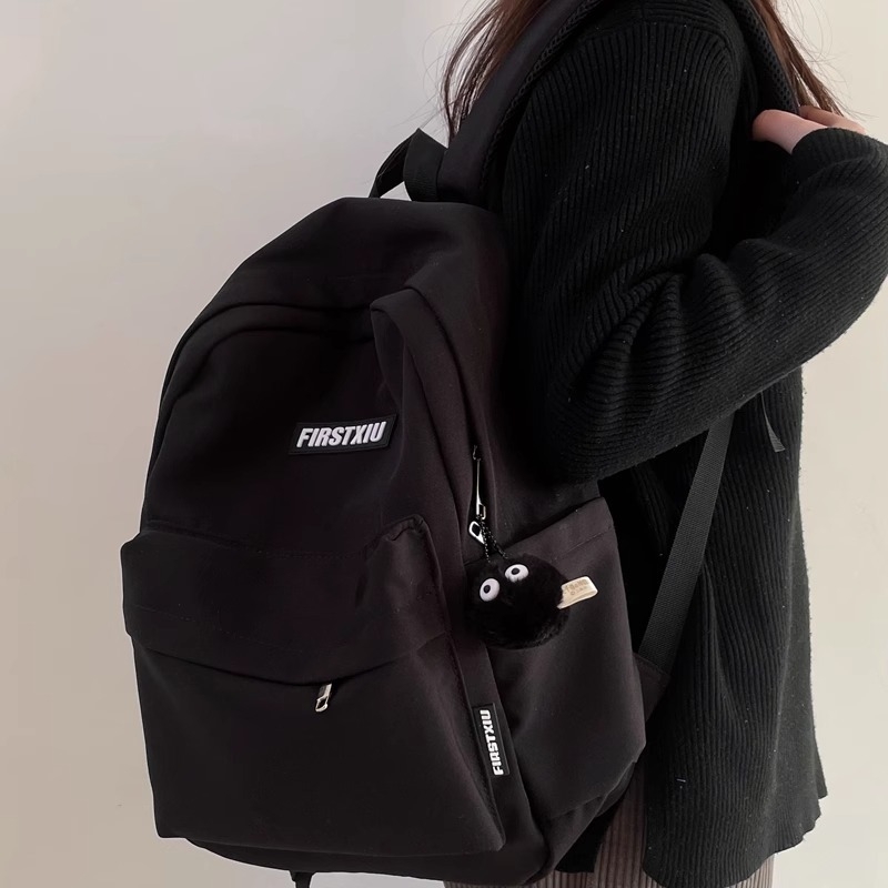 Unisex nylonový školský batoh — priedušný, ultraľahký, proti krádeži; popruhy s nafukovacím vankúšom; jednofarebný vzor, polyesterová podšívka