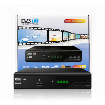 DVB-T2 set-top box ar H.265 dekodēšanu, 1080p HD, 10 bitu video, divkodolu procesors, USB/Wi‑Fi/HDMI saskarnes, iebūvēta flash atmiņa