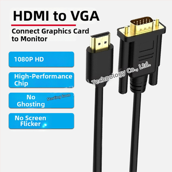 HDMI na VGA kábel 1080P, CM6618 čip, dĺžka 1,8 m, VGA rozhranie