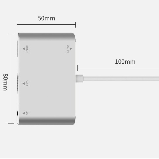 Adaptor Lightning către HDMI+VGA pentru iPhone, model 7585C, lungime 0.8 m, interfață HDMI, 1×3 splitter