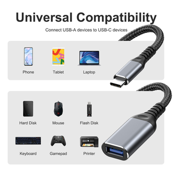 OTG USB 3.0 Patch kábel USB-C 3.1 konvertor, USB 3.0 samica k Type-C, meďový jadro, 500 Mbps, jednokanálový