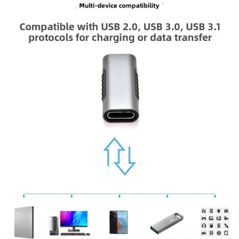 Adaptor USB Type-C femelă-to-femelă – aliaj de aluminiu, suportă transmisia video, cip 3361, 480 Mbps, port unic