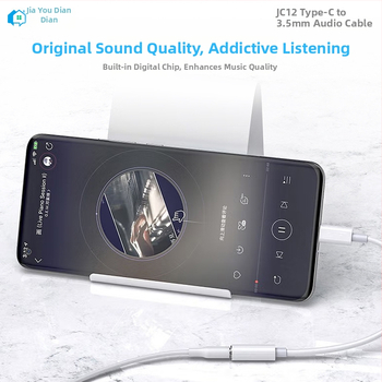 Type-C na 3,5 mm slúchadlá adaptér kábel, model JC12, meďový jadrový vodič, dĺžka 10 cm