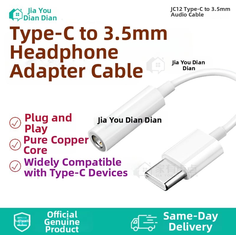 Type-C na 3,5 mm adaptér kábel, univerzálny konektor slúchadiel, JC12, meďový jadro, dĺžka 10 cm, 1:3 rozbočovač